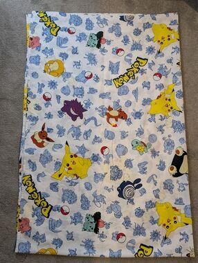 Vintage 90’s Pokemon One TWIN FLAT Sheet Nintendo 1998 Canada Excellent Shape!